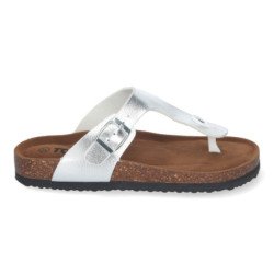 Sandalias plateadas planas bio esclavas cómodas para mujer YF-89