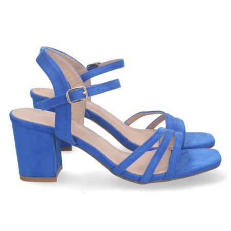 Sandalias de tacón bajo pala de tiras mujer color azul YG621