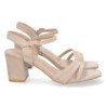 Sandalias de tacón bajo pala de tiras mujer color beige