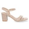 Sandalias de tacón bajo pala de tiras mujer color beige