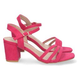 Sandalias de tacón bajo pala de tiras mujer color fucsia