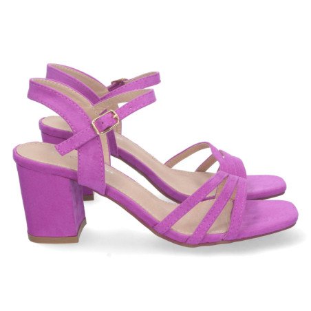 Sandalias de tacón bajo pala de tiras mujer color lila YG621