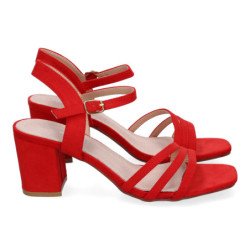 Sandalias de tacón bajo pala de tiras mujer color rojo YG621