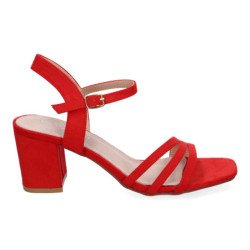Sandalias de tacón bajo pala de tiras mujer color rojo YG621