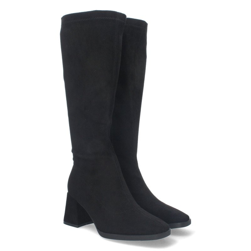 Botas altas de tacón medio para mujer color negro YG-716