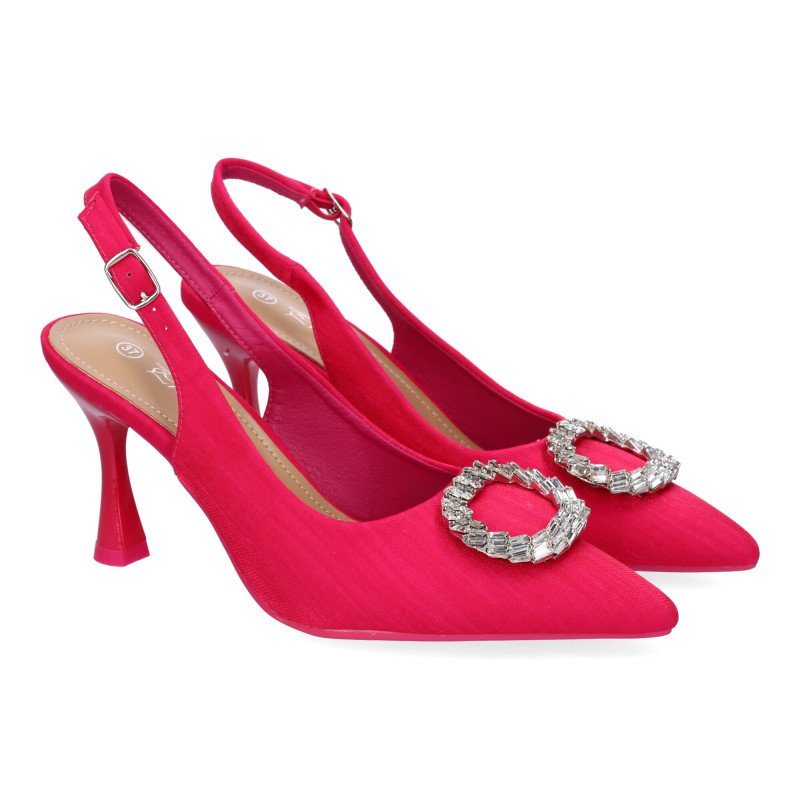 Zapatos tacón cómodo fiesta para mujer color fucsia YG738
