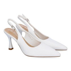Zapatos de vestir tacón fino para mujer color blanco YG799