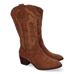 Botas de tacón campero cómodas para mujer color marrón YG805