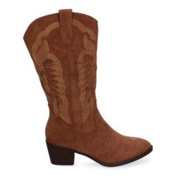 Botas de tacón campero cómodas para mujer color marrón YG805