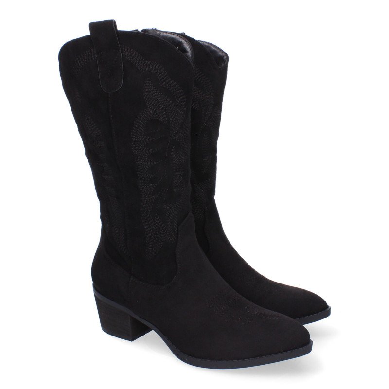 Botas de tacón campero cómodas para mujer color negro YG805
