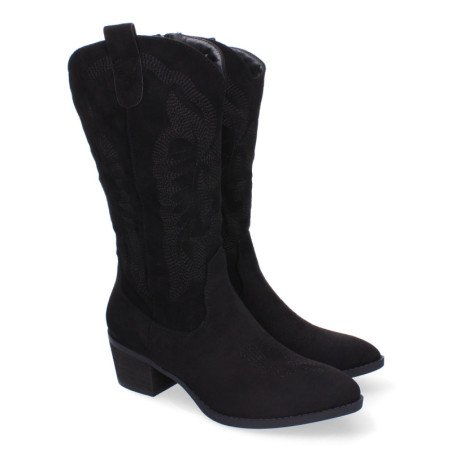 Botas de tacón campero cómodas para mujer color negro YG805