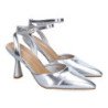 Zapatos plateados de vestir tacón medio salón para mujer YG827