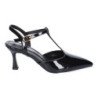 Zapatos de vestir tacón fino para mujer charol color negro YG852