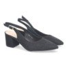 Zapatos de tacón bajo cómodo para fiesta mujer color negro YK261