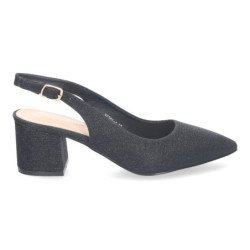 Zapatos de tacón bajo cómodo para fiesta mujer color negro YK261