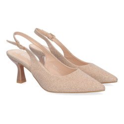 Zapatos de tacón bajo cómodo para fiesta mujer color champán YK263
