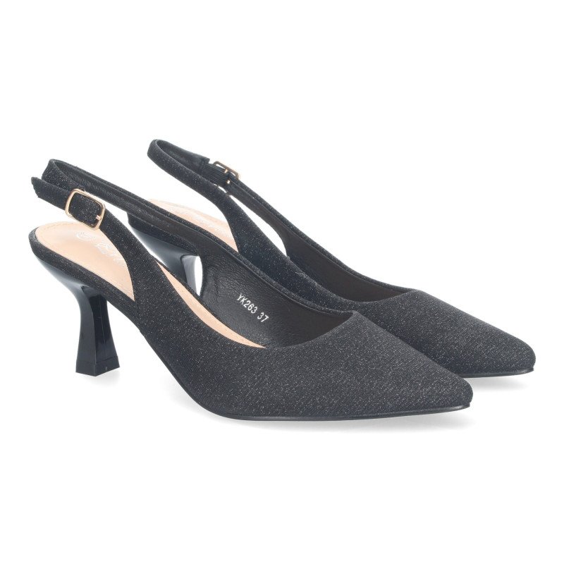 Zapatos de tacón bajo cómodo para fiesta mujer color negro YK263