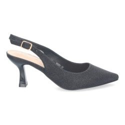 Zapatos de tacón bajo cómodo para fiesta mujer color negro YK263