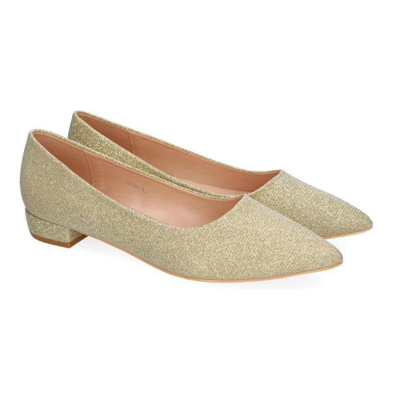 Zapatos dorados planos estilo bailarinas para mujer YK266