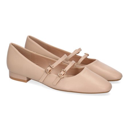 Zapatos planos estilo bailarinas para mujer color beige YK323