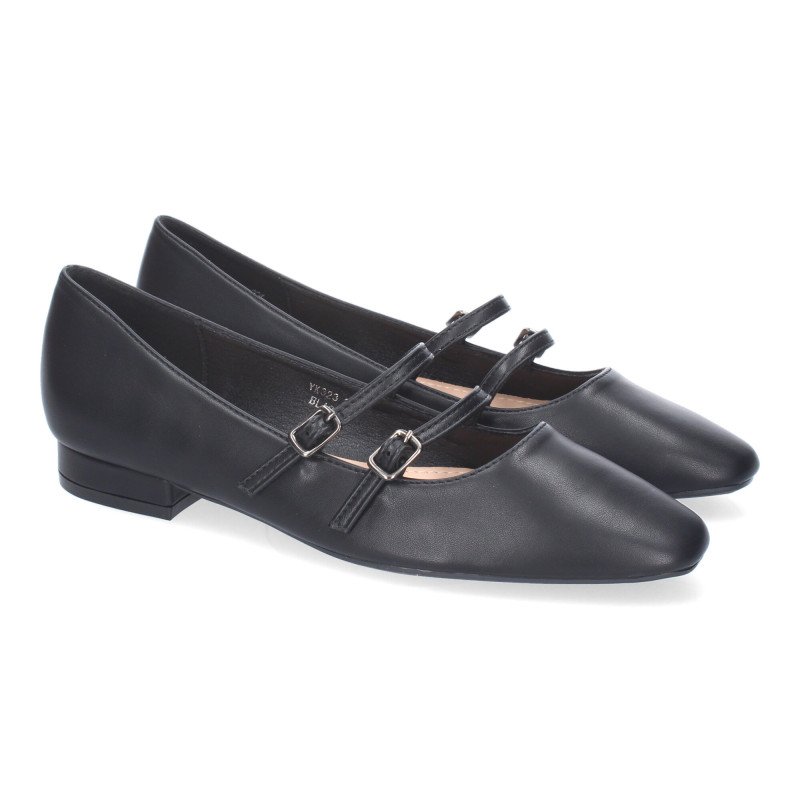 Zapatos planos estilo bailarinas para mujer color negro YK323