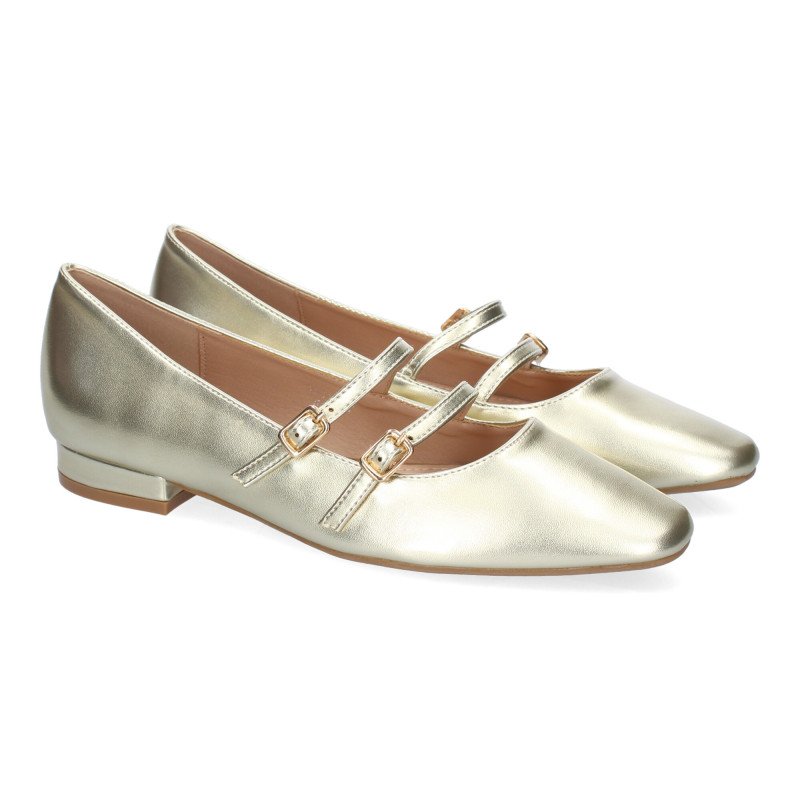 Zapatos dorados planos estilo bailarinas para mujer YK323