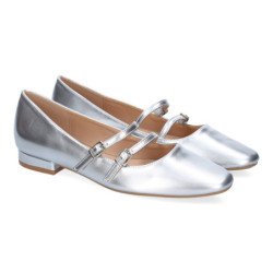 Zapatos plateados planos estilo bailarinas para mujer YK323