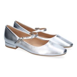 Zapatos plateados planos estilo bailarinas para mujer YK325