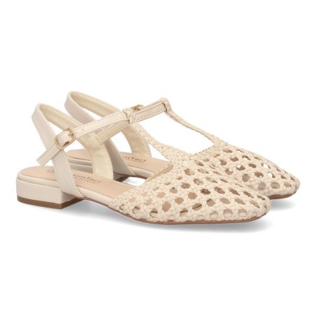 Sandalias planas trenzadas para mujer color beige YX35