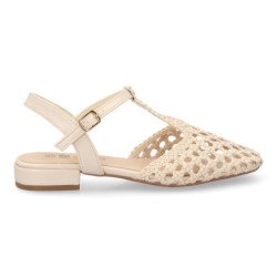 Sandalias planas trenzadas para mujer color beige YX35