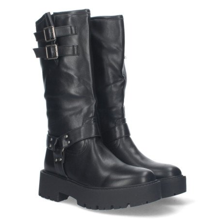 Botas estilo motero biker para mujer color negro YY-80