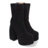 Botines de tacón y plataforma tejido elastico para muer color negro YZ22-15