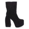 Botines de tacón y plataforma tejido elastico para muer color negro YZ22-15