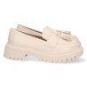 Mocasínes beige cómodos suela track y borlas para mujer YZ23-10