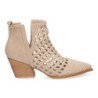 Botines de tacón cómodos estilo calado entrelazado mujer beige YZ23-110B