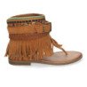 Sandalias planas esclavas con flecos para mujer color color camel YZ23-111
