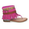 Sandalias planas esclavas con flecos para mujer color fucsia YZ23-111