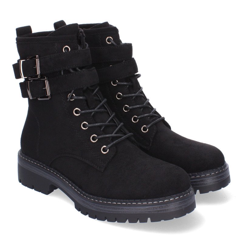 Botines estilo leñador para mujer color negro YZ24-008