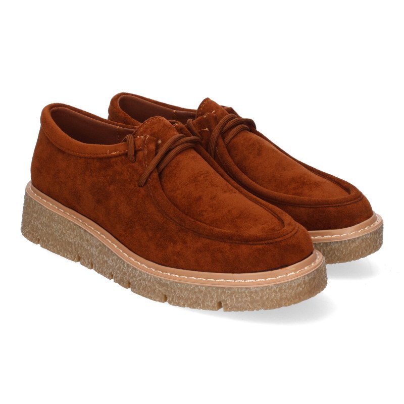 Mocasines de mujer estilo wallabee cómodos color camel YZ24-039