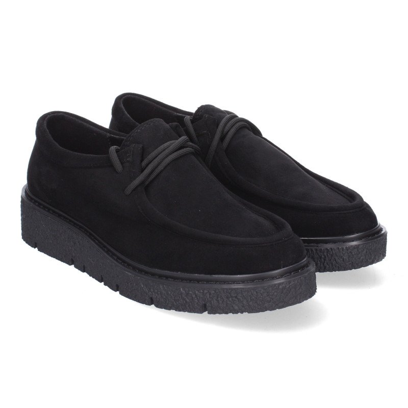 Mocasines de mujer estilo wallabee cómodos color negro YZ24-039