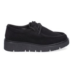 Mocasines de mujer estilo wallabee cómodos color negro YZ24-039