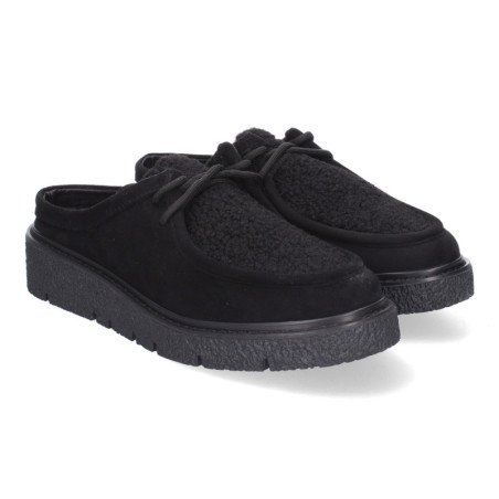 Mocasines de mujer estilo wallabee cómodos color negro YZ24-040