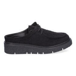 Mocasines de mujer estilo wallabee cómodos color negro YZ24-040