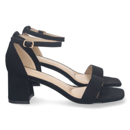 Sandalias de tacón bajo hebilla mujer color negro