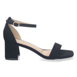 Sandalias de tacón bajo hebilla mujer color negro