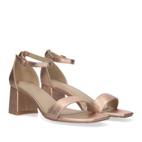 Sandalias de tacón medio cómodo mujer color champán Z-2235