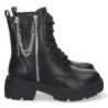Botin militar negro con cordones y cremallera detalle cadena mujer