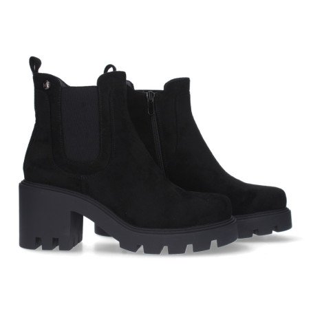 Botines de tacón cómodo suela track mujer color negro ZS-90
