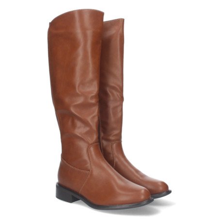 Botas altas de tacón bajo para mujer color camel ZS-91