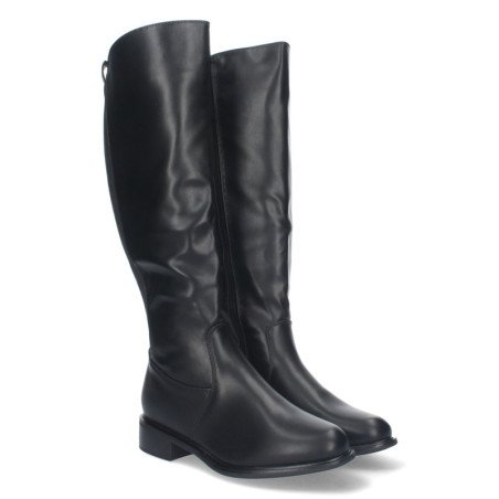 Botas altas planas lisas para mujer color negro ZS-91